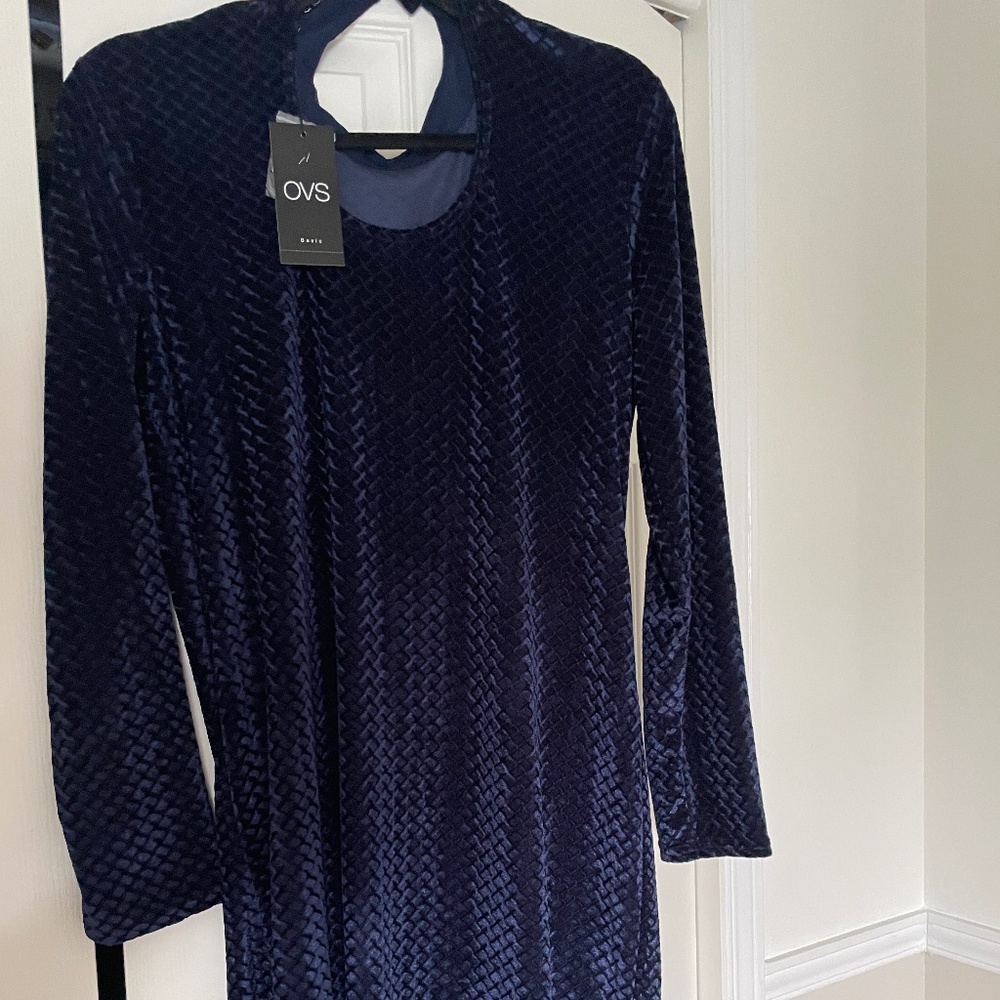 Dark Blue Velvet Dress
